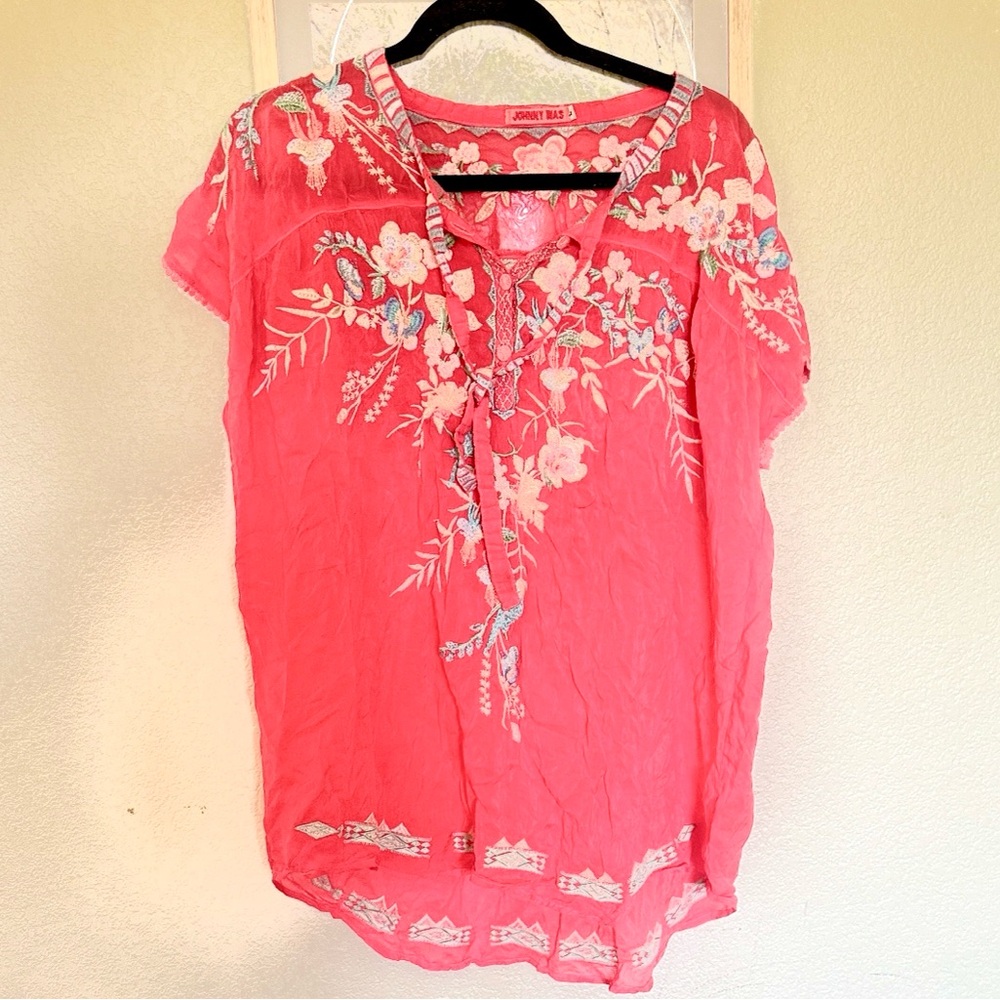 Johnny Was Floral Embroidered Blouse/tunic